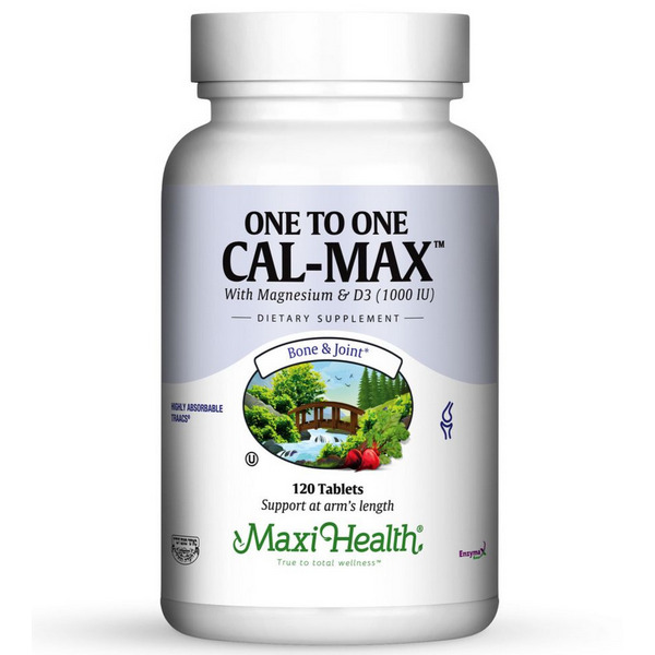 Maxi Health One to One Cal Max Kosher Calcium Magnesium D3 120 Tablets