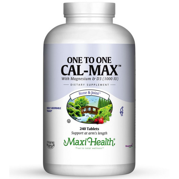 Maxi Health One to One Cal Max Kosher Calcium Magnesium D3 240 Tablets Value Size