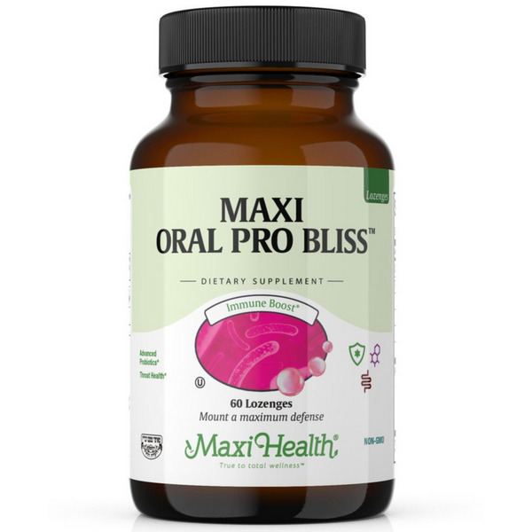 Maxi Health Maxi Oral Pro Bliss Kosher Probiotic Lozenges 60 Count Family Size Bubble Gum Flavor