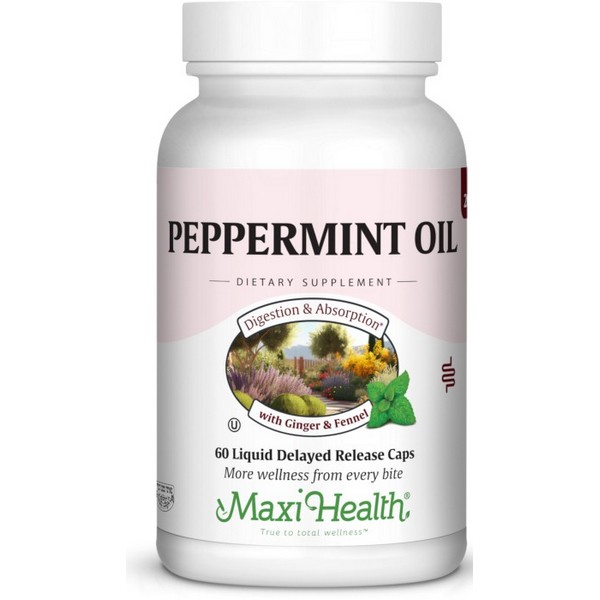 Maxi Health Peppermint Oil 60 Kosher Delayed Release Capsules bottle