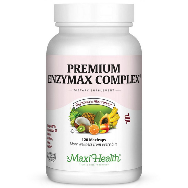 Maxi Health Premium Enzymax Complex 120 Capsules - Kosher Digestive Enzyme Supplement Value Size
