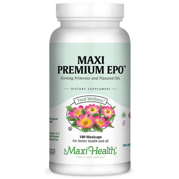 Maxi Health Maxi Premium EPO 180 Softgels - Kosher Evening Primrose & Flaxseed Oil