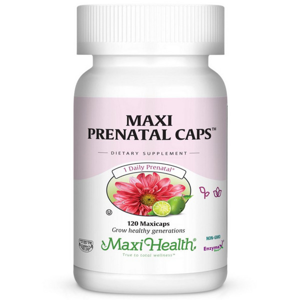 Maxi Prenatal Caps 120 Capsules – Kosher Prenatal Vitamin Bottle