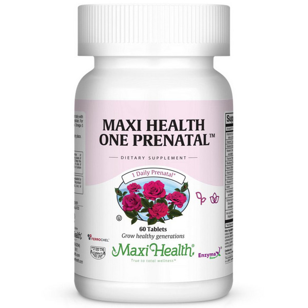 Maxi Health One Prenatal 60 Tablets - Kosher Prenatal Vitamin Bottle