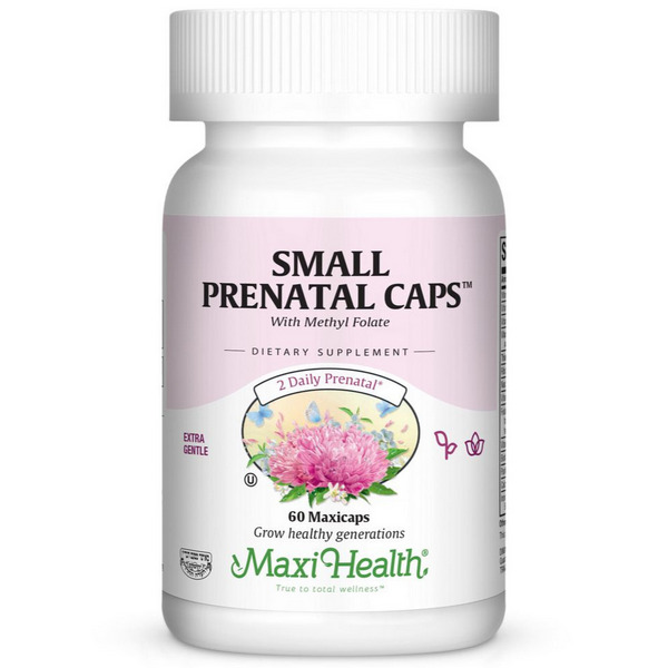 Maxi Health Small Prenatal Caps with Methyl Folate 60 Capsules Kosher Prenatal Vitamins