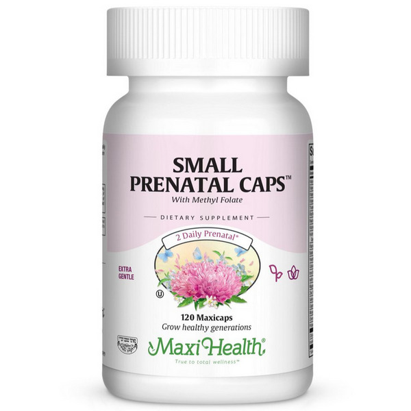 Maxi Health Small Prenatal Caps with Methyl Folate 120 Capsules Kosher Prenatal Vitamins