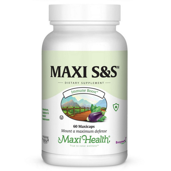Maxi S&S 60 Capsules bottle - selenium, sulfur & reishi mushroom supplement