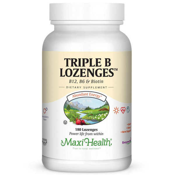 Maxi Health Triple B Lozenges B12 B6 Biotin 180 Lozenges