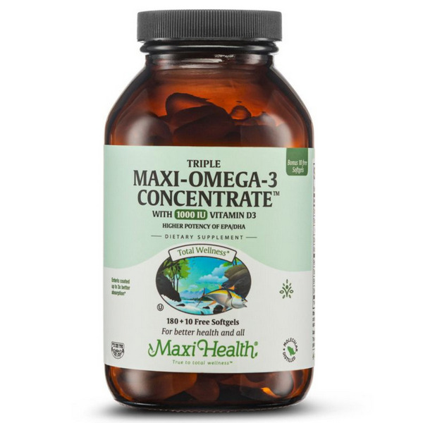 Maxi Health Triple Omega 3 Concentrate 1000 IU D3 180 Softgels