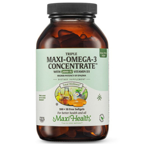 Maxi Health Triple Omega 3 Concentrate 2000 IU D3 180 Softgels