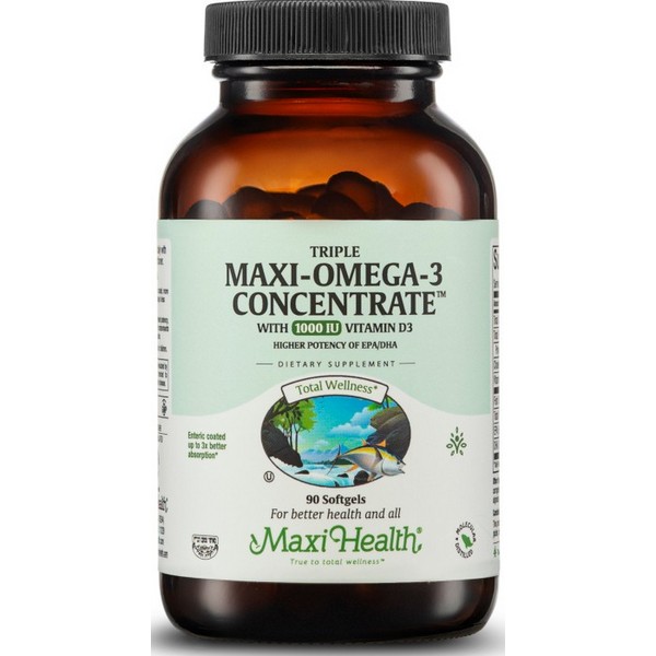 Maxi Health Triple Omega 3 Concentrate 1000 IU D3 90 Softgels