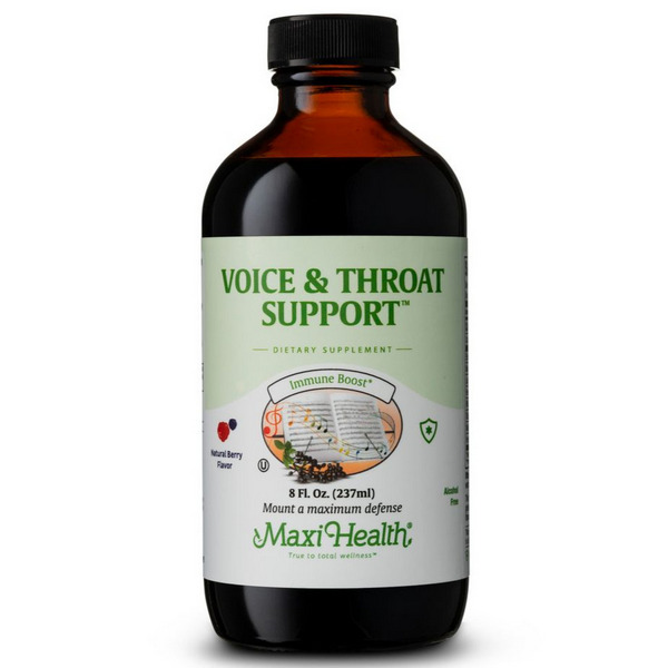 Maxi Health Voice & Throat Support 8 oz herbal liquid supplement