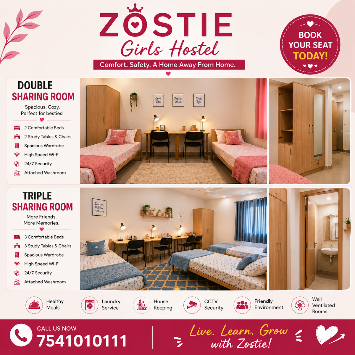 Zostie Premium Girls Hostel - Near GL Bajaj College