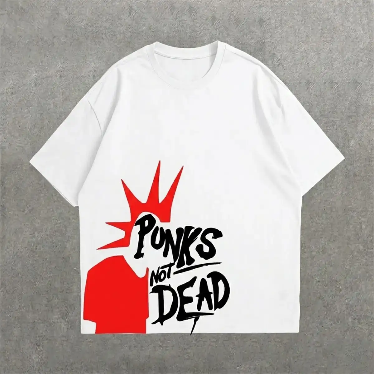 Deez Prints PUNK IS DEAD DRP SHLDR detail view — drop shoulder