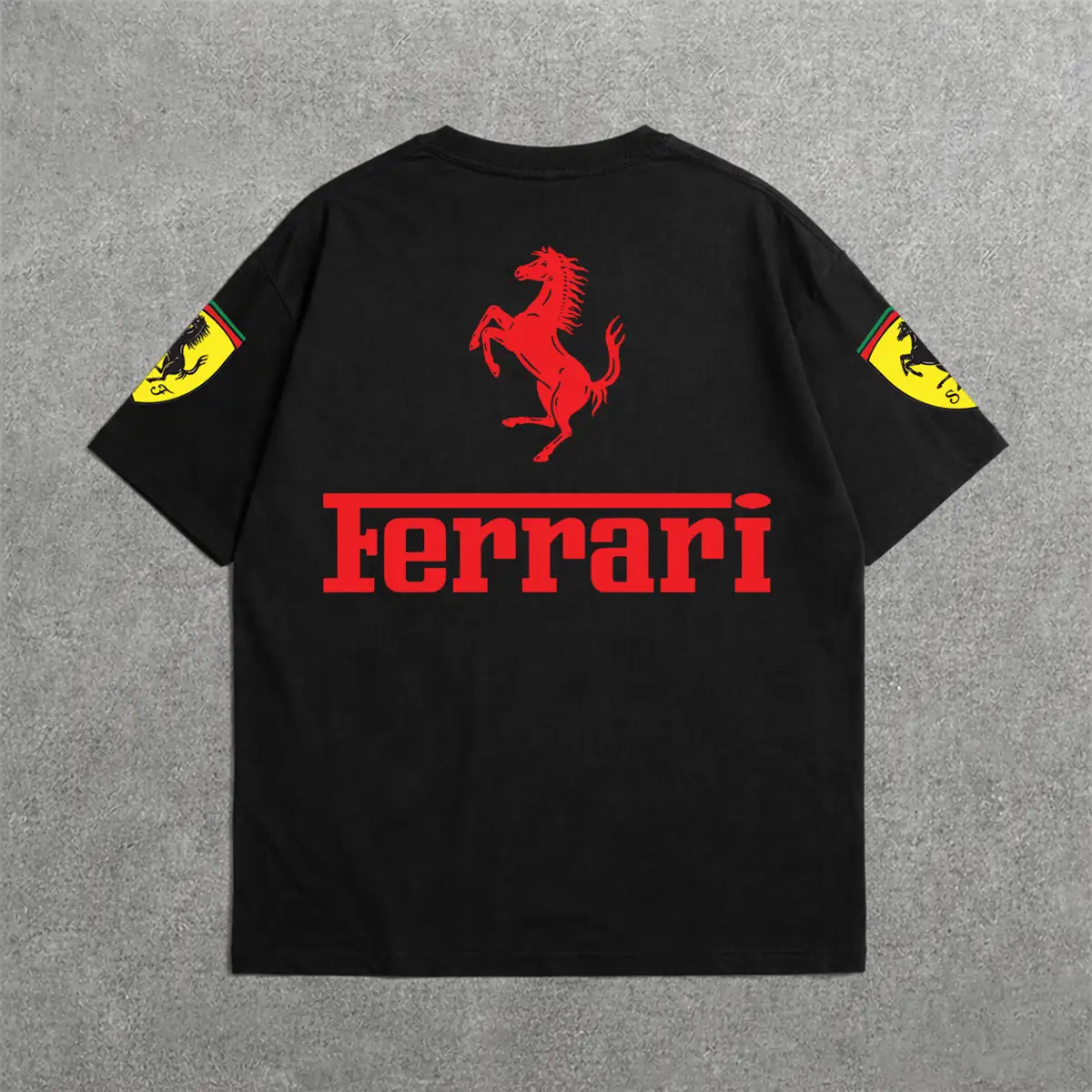 Deez Prints FERRARI DRP SHLDR detail view — drop shoulder