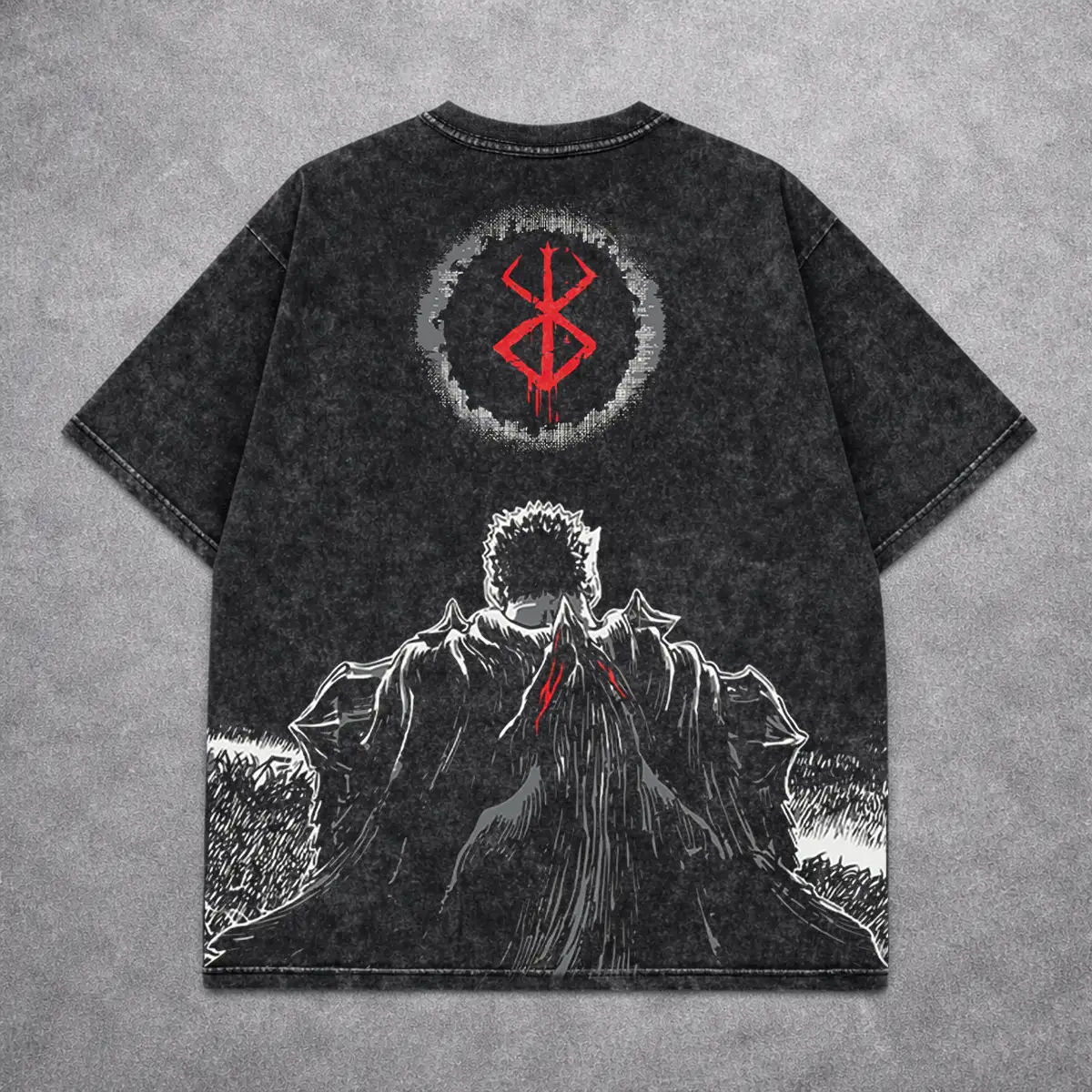Deez Prints BERSERK WARRIOR ACID WASH TEE — acid wash