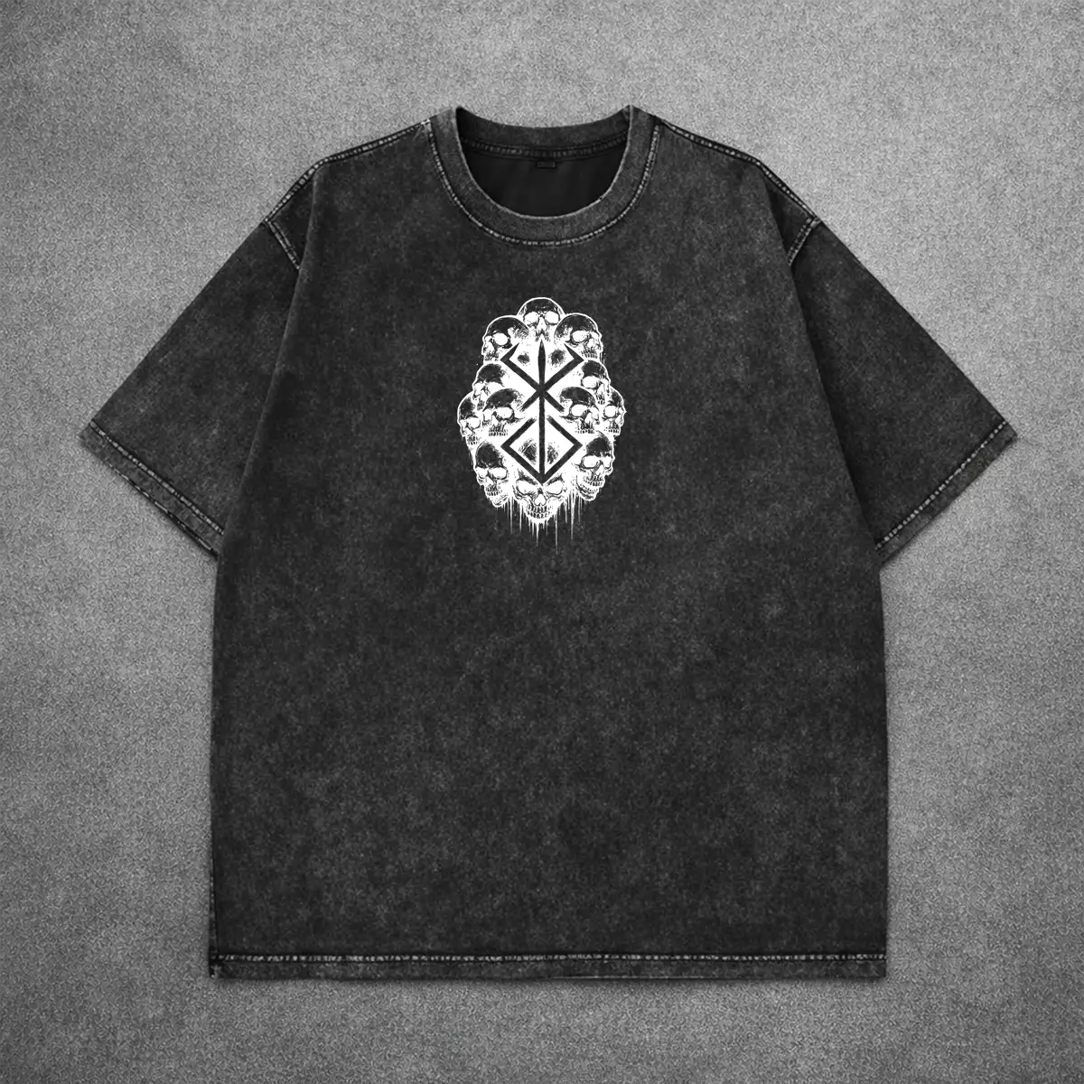 Deez Prints BERSERK WARRIOR ACID WASH TEE detail view — acid wash