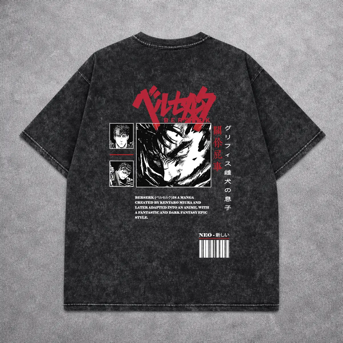 Deez Prints BERSERK ACID WASH TEE — acid wash