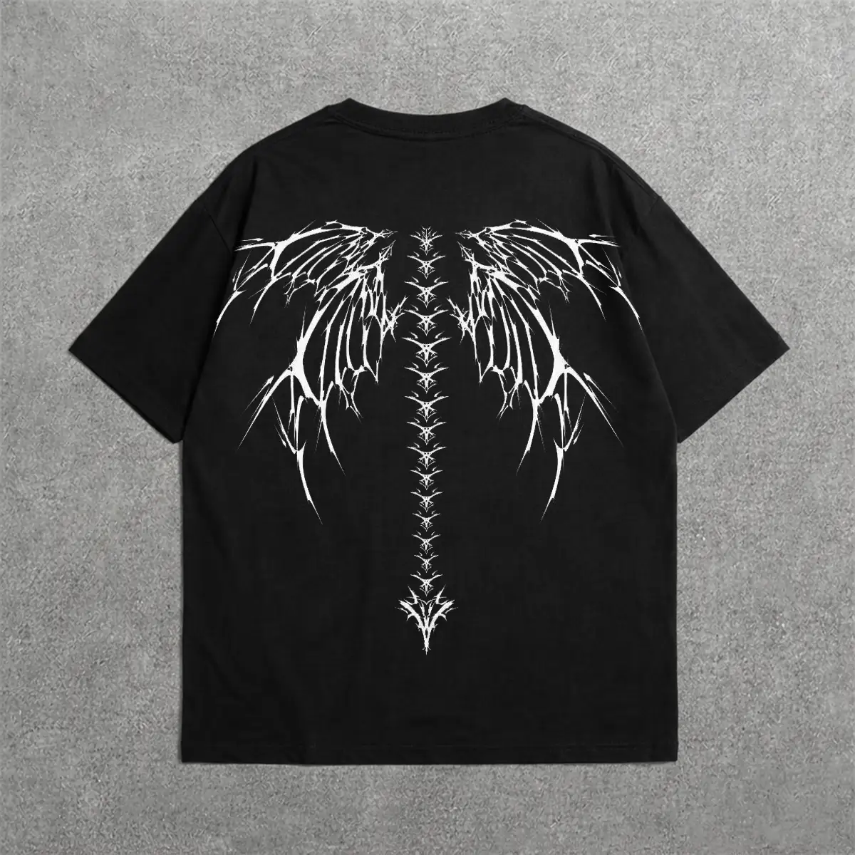 Deez Prints ABSTRACT WINGS DRP SHLDR detail view — drop shoulder