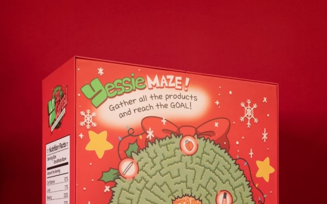 Side of the YesStyle Y So Cereal advent calendar 2026 box with the Yessie Maze game