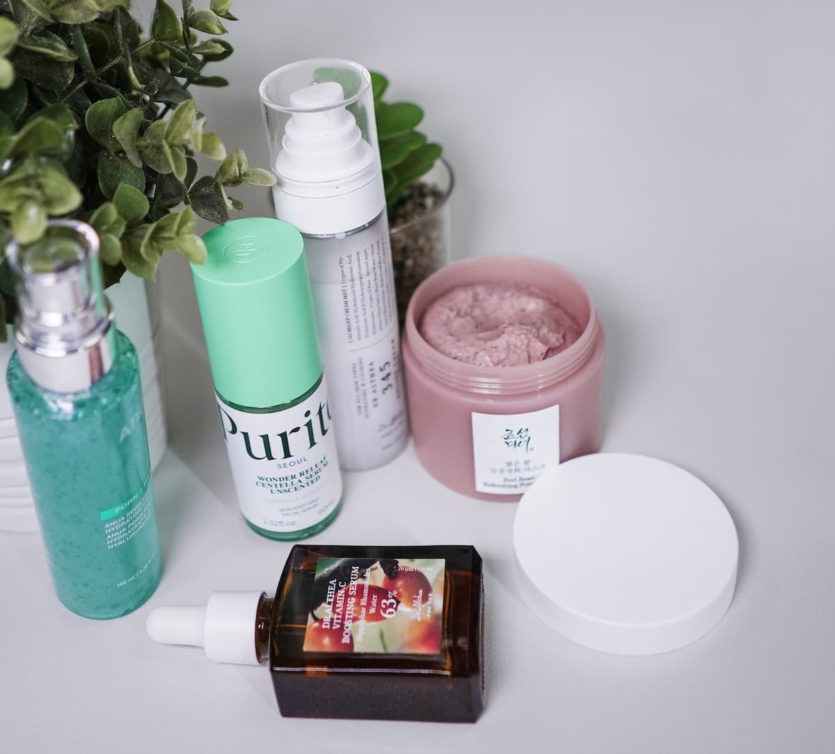 A collection of Korean skincare products bought from several different sites