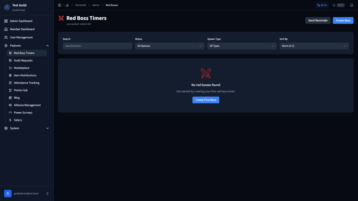 Red Boss Timers Page