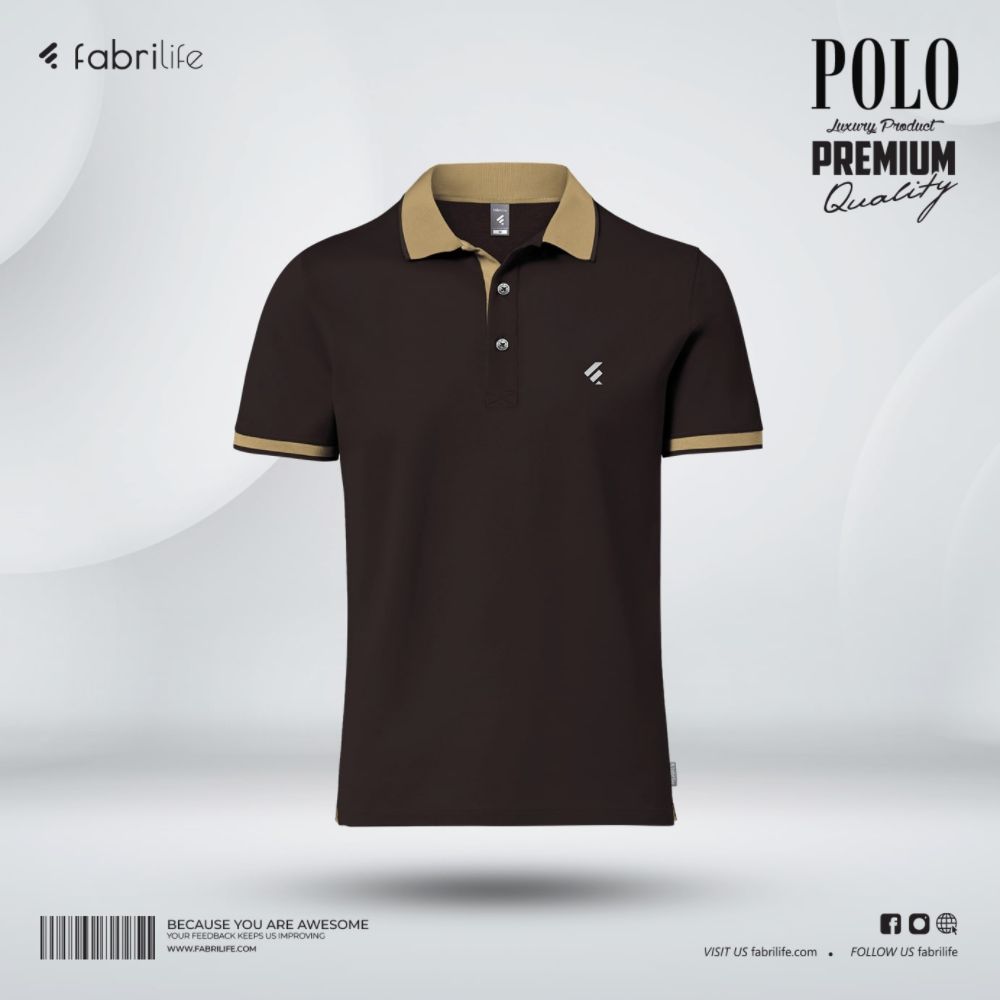 Single Jersey Knitted Cotton Polo - Chocolate