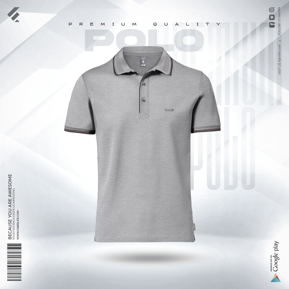 Premium Double PK Cotton Polo - Gray Melange