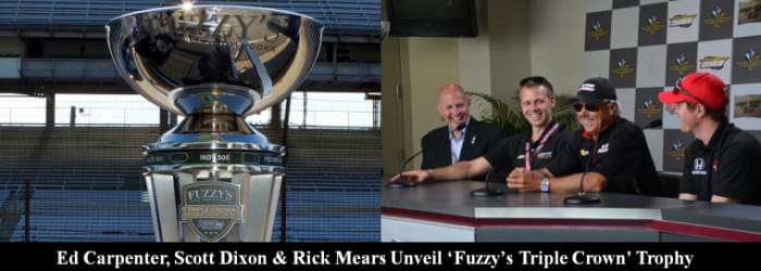 Mears, Dixon & Carpenter Unveil Fuzzy's Triple Crown Trophy