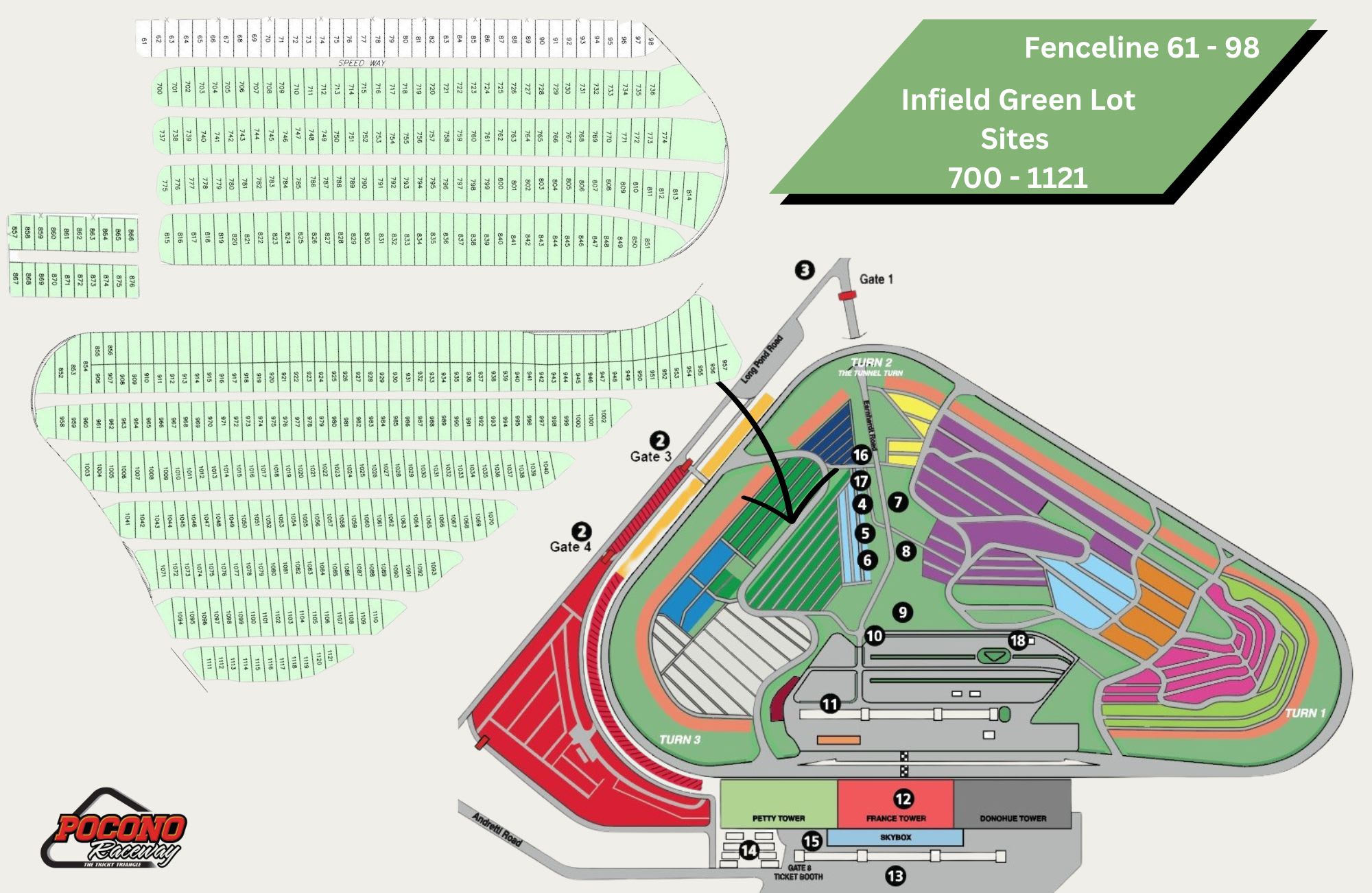 Pocono Raceway Seating Chart Detailed