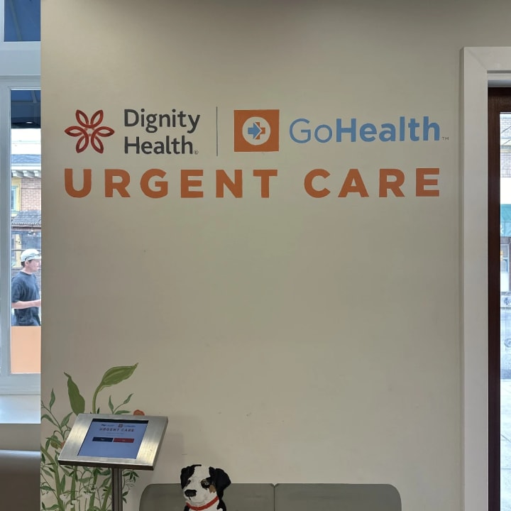 Dignity Health GoHealth Urgent Care Wall Sign, custom signage project in the San Francisco Bay Area.