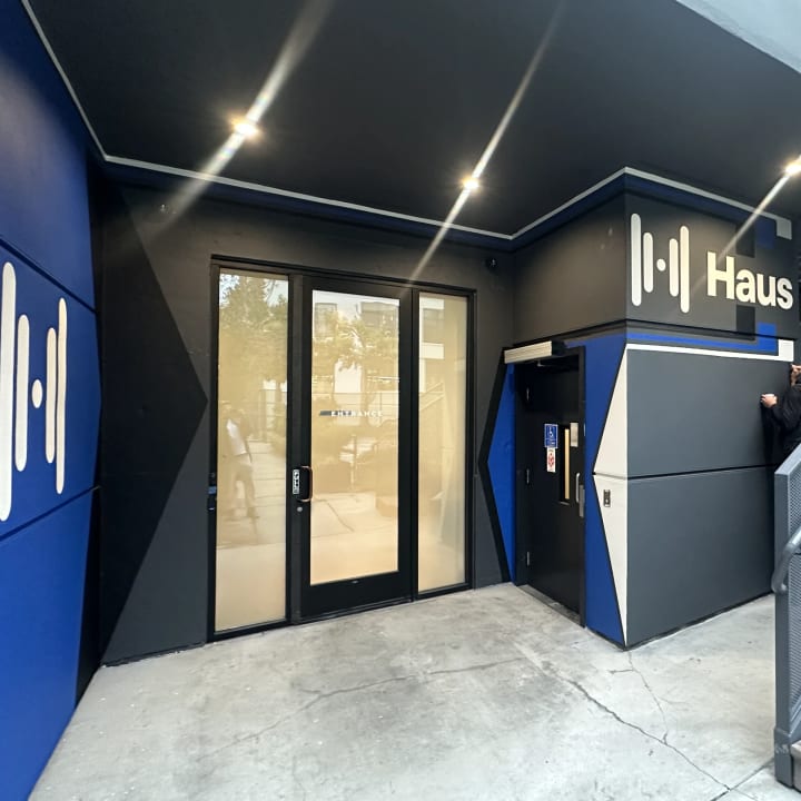 Haus Office Entrance Wayfinding Signage Wide, custom signage project in the San Francisco Bay Area.