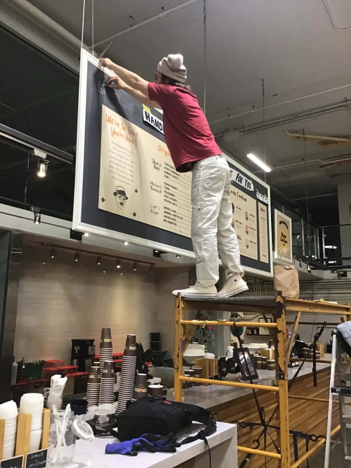 Philz Coffee's corporate headquarters in San Francisco's Dogpatch neighborhood features professional sign installation, reflecting brand identity and local craftsmanship