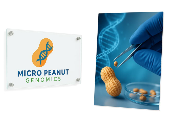 Concept image of clear and opaque acrylic graphics for a fictional research brand
