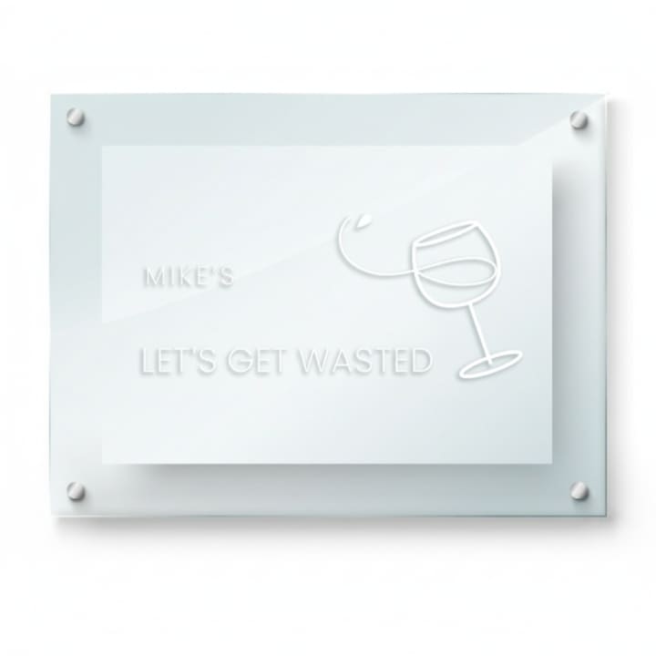 Concept image of a clear bar sign panel mounted with four standoffs