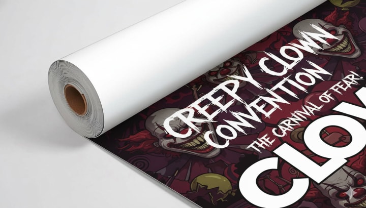 Reference image of a roll of printed graphic film partially unrolled