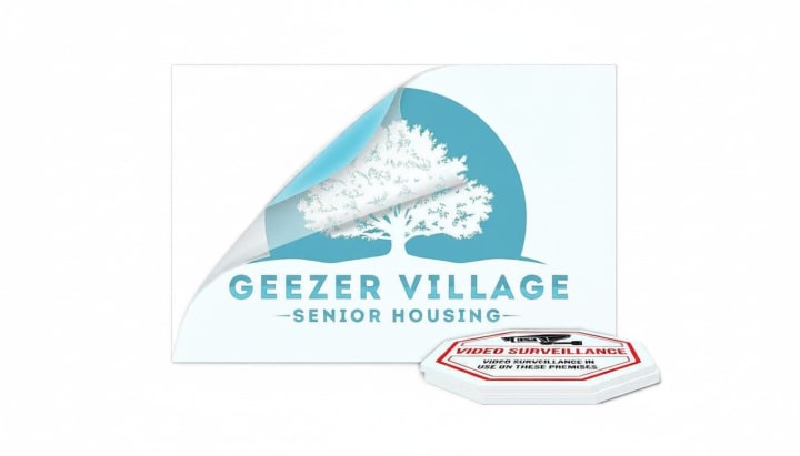 Clear window decals on storefront glass