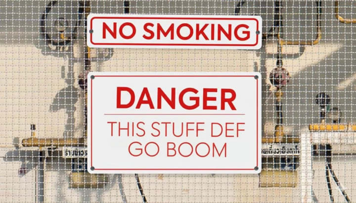 Custom danger sign for no smoking with explosive materials warning