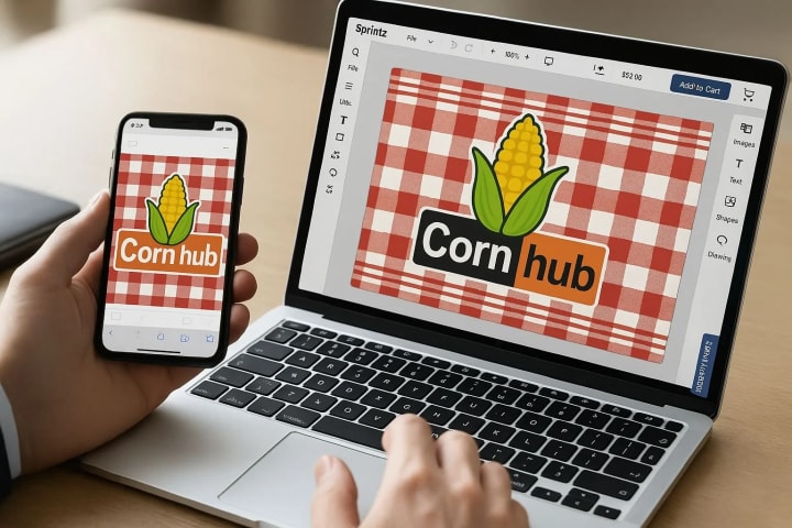 Custom decal design tool shown on laptop and phone