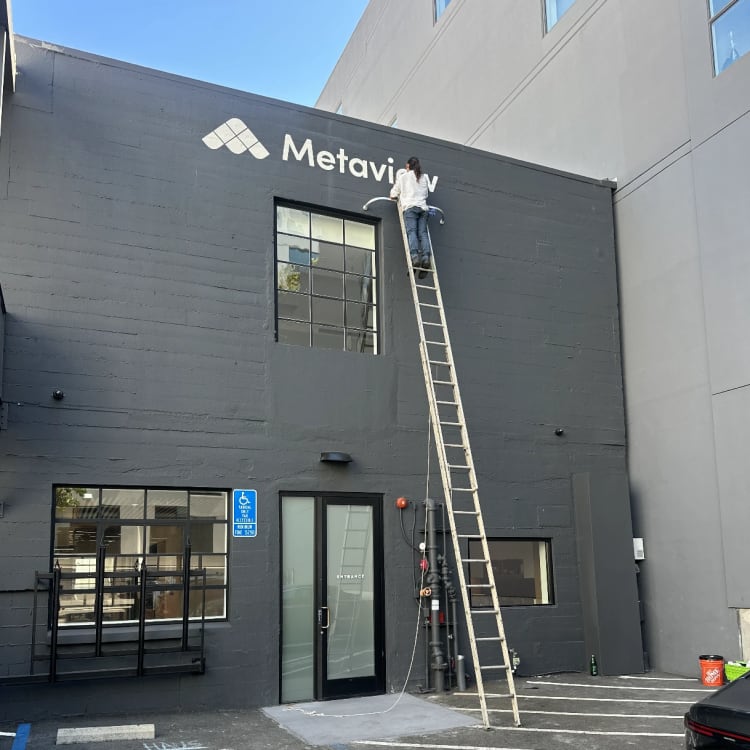 Metaview Exterior Logo Sign Installation Ladder.