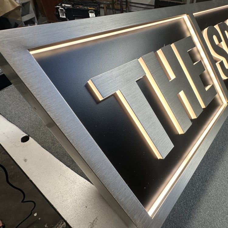 Halo Lit Channel Letter Sign Angled View.