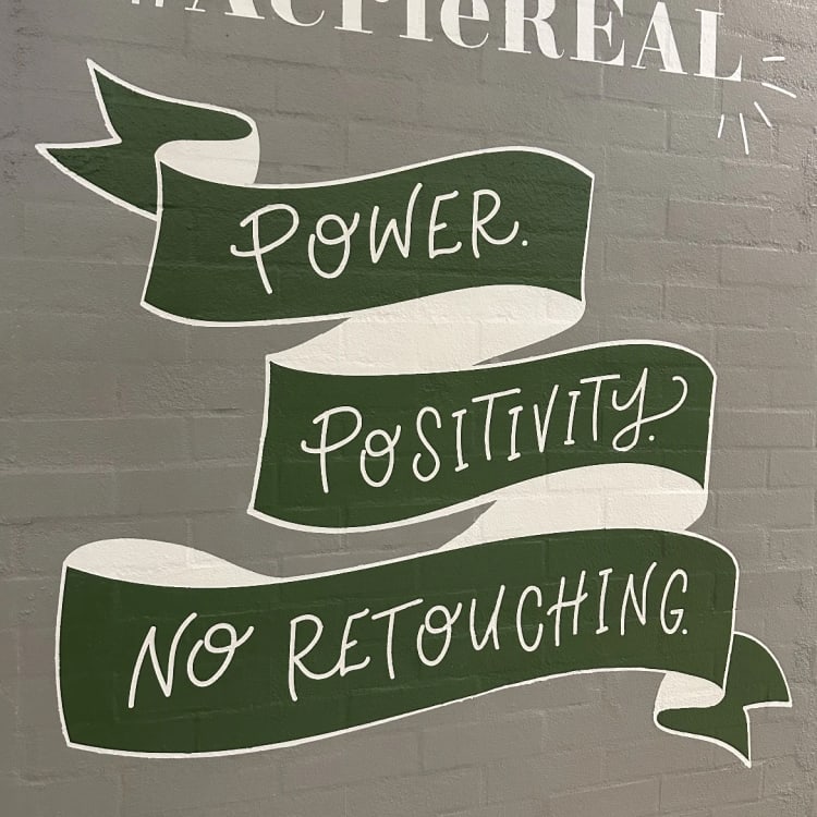 Painted Wall Mural Lettering Power Positivity No Retouching.