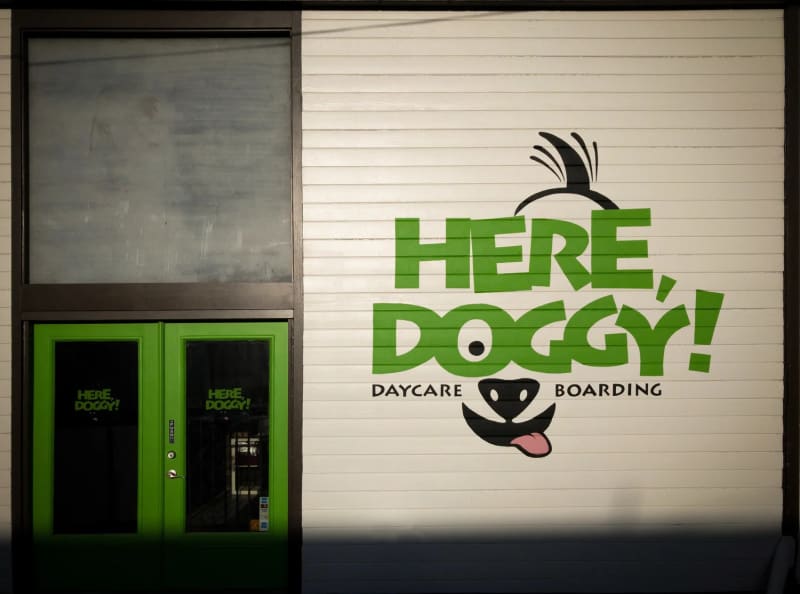 Custom logo artwork painted for a commercial space
