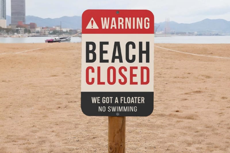 Custom humorous beach closed warning sign