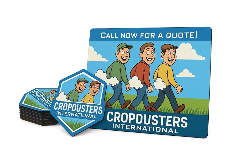 Custom magnetic vehicle sign featuring vibrant full-color design.