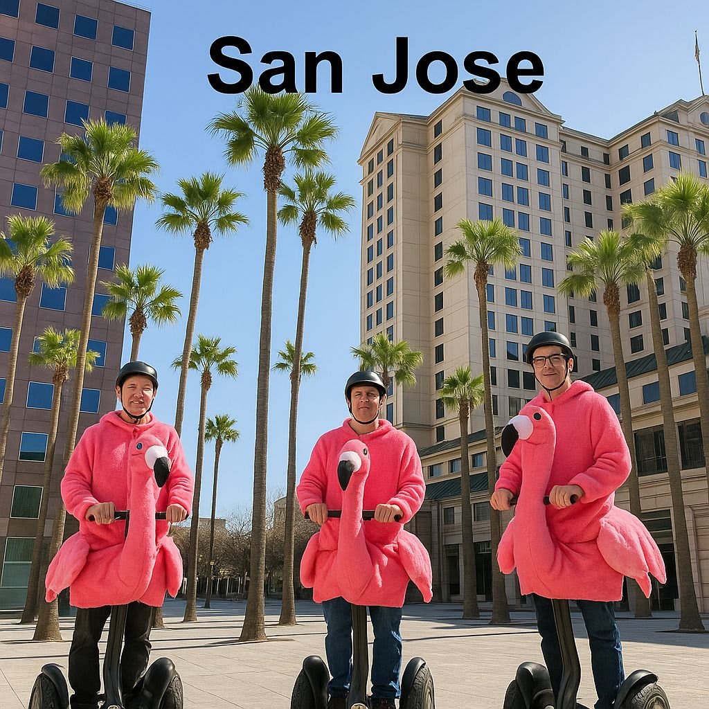 City-sign displayed prominently over a backdrop of San Jose architecture