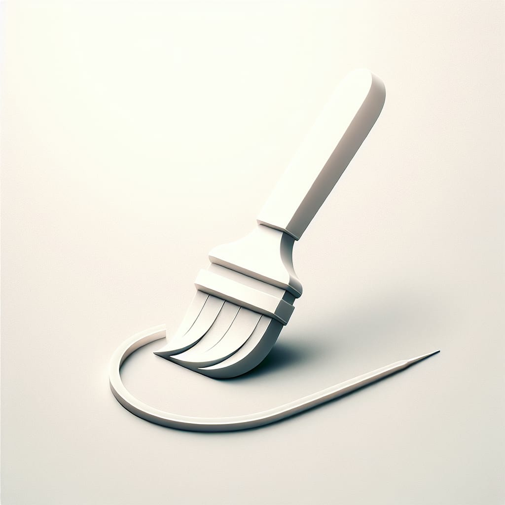 Minimalist white brush resting on a curved line against a light background, representing hand-painted sign craftsmanship.