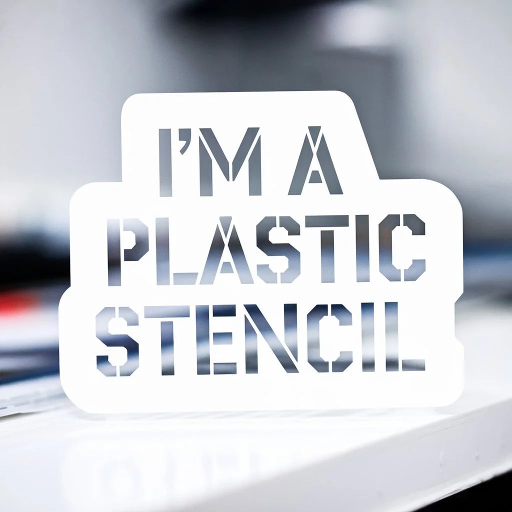 Custom stencil being applied to a sign surface for precise lettering