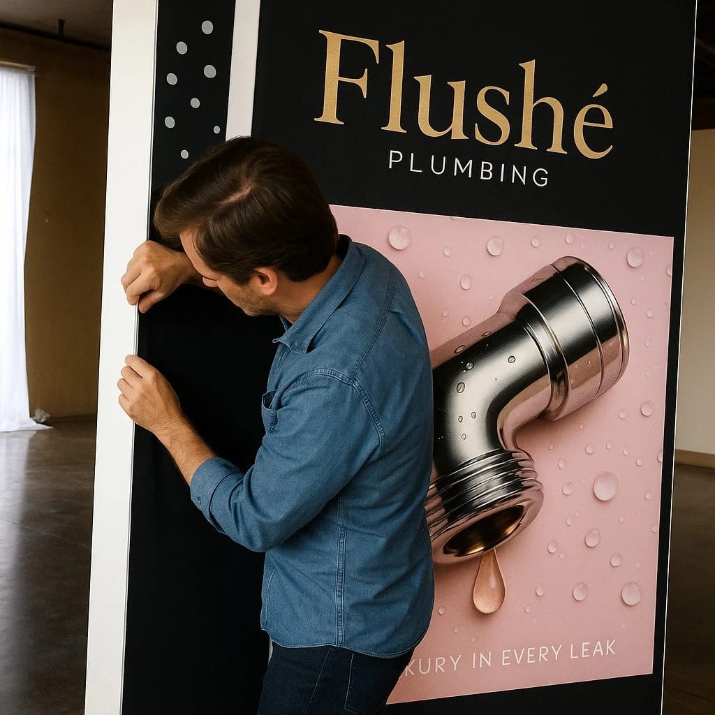 SEG frame sign installation in Palo Alto retail space