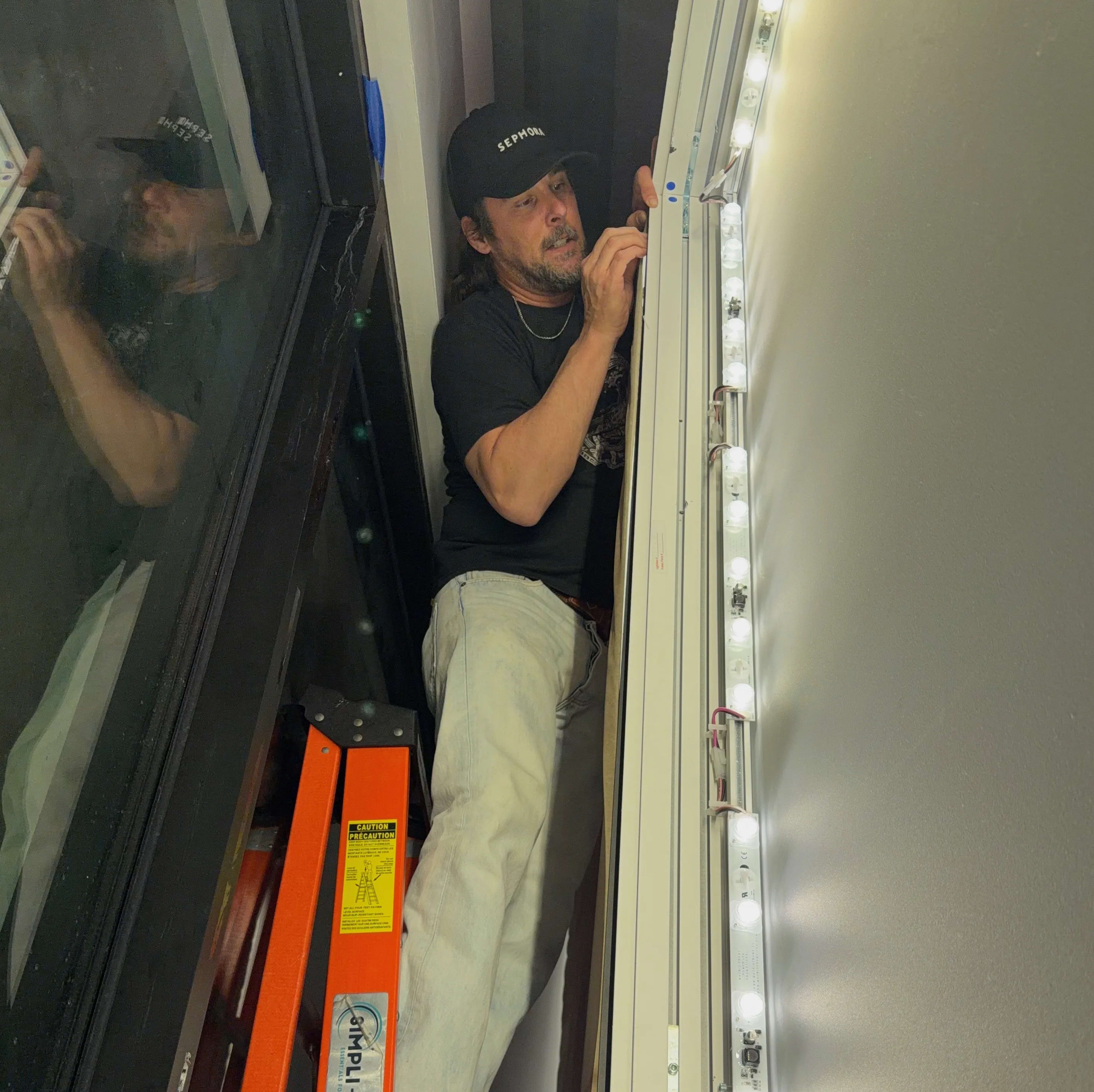 Installation team preparing an SEG frame on site